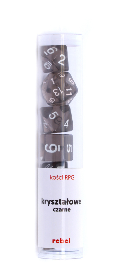 Komplet kości RPG - Kryształowe - Czarne Komplet kości RPG - Kryształowe - Czarne