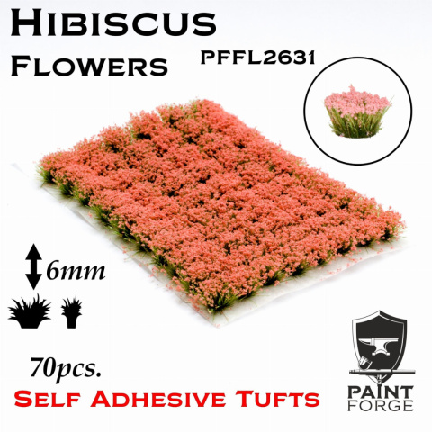 Hibiscus Pink Flowers Tufts 6mm 70szt