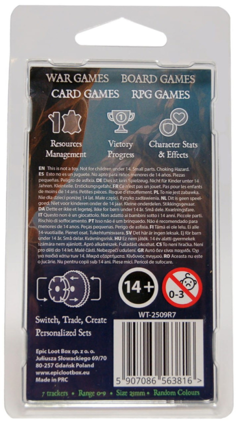 Trackers Counters Range 0-9 Size 25mm Random Colours Trackers Counters Range 0-9 Size 25mm Random Colours